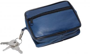 Große Schlüsseltasche mit 2 Ringen + Außenfach - Nappa Leder 