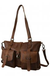 Große Umhängetasche - Büffel Pull-Up Vintage Leder 