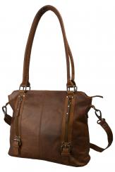 Henkeltasche mit Zierschnalle-  Büffel Pull-Up Vintage Leder 