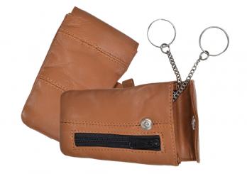 Schlüsseltasche mit 2 Ringen + Reißverschluss - Nappa Leder 