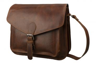 Satteltasche mit Überschlag - Büffel Pull-Up Vintage Leder 