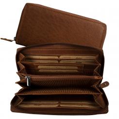 RFID Protection Damenbörse, 14 Kartenfächer, 4 Scheinfächer Büffel Pull-Up Vintage Leder 