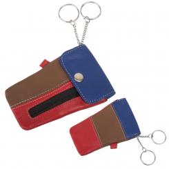 Hochformat Schlüsseltasche mit 2 Ringen + Reißverschluss - Nappa Leder Multicolor 