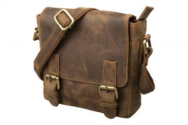 Kleine Crossbody Überschlag Tasche - Rind Hunter Leder geölt 