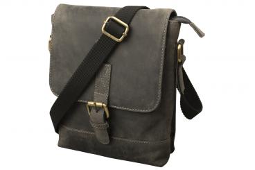 Crossbody Überschlag Tasche - Rind Hunter Leder geölt anthrazit 