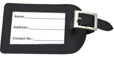 Kofferanhänger / Reiseanhänger Echt-Leder schwarz 