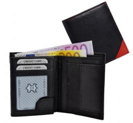 Geldbörse Nappa-Leder Kombibörse schwarz/rot - Corner 