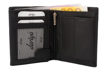 Hochwertige Rindleder Geldbörse mit Doppelnaht  - schwarz uni 