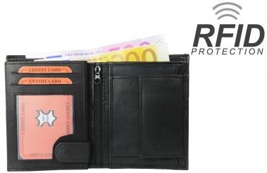 RFID Protect - Geldbörse Nappa-Leder Kombibörse schwarz 