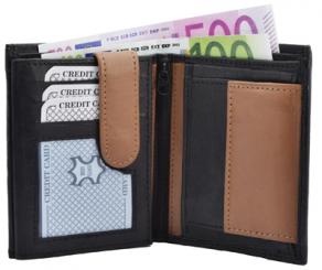 Geldbörse Nappa-Leder Kombibörse schwarz 