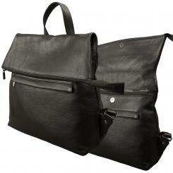 Großer Überschlag Rucksack - Rind Nappa Leder schwarz 