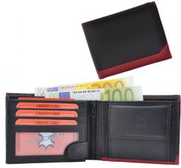 Geldbörse Nappa-Leder Scheintasche schwarz/rot - Stripe 