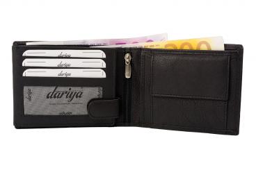 Hochwertige Rindleder Geldbörse mit Doppelnaht  - schwarz uni 