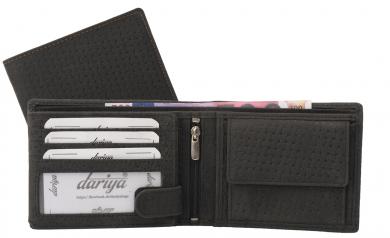 Hochwertige Hunterleder Geldbörse mit Musterprägung - schwarz 