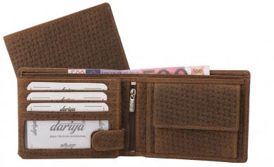 Hochwertige Hunterleder Geldbörse mit Musterprägung - schwarz 