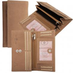 RFID Protection - Große Hunterleder Damenbörse, 10 Kartenfächer - helles Hunter Leder 