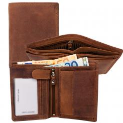 RFID Protection - Doppelnaht Hunterleder Hochformat Geldbörse 