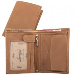 RFID Protection - Doppelnaht Hunterleder Hochformat Geldbörse - helles Hunter 