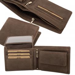 RFID Protection - Hunterleder Geldbörse mit 6 Kartenfächer und RV im Scheinfach 