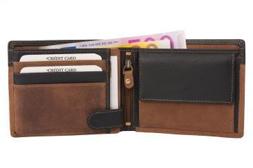 Hochwertige Hunterleder Querformat Geldbörse mit Doppelnaht 