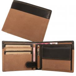 Hochwertige Hunterleder Querformat Geldbörse mit Doppelnaht - helles Hunter Leder 