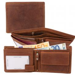 RFID Protection - Doppelnaht Hunterleder Querformat Geldbörse 