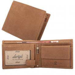 RFID Protection - Doppelnaht Hunterleder Querformat Geldbörse - helles Hunter 