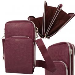 Rindleder Umhängetasche mit Paisley Muster - Beere 