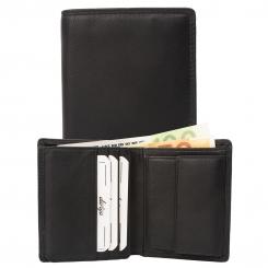 Kleine Rindleder Doppelnaht Geldbörse mit großem Kleingeldfach, 7 Kartenfächer 