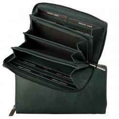 RFID Protection - Große Damenbörse mit Metallreißverschluss rundum - gewaschenes Rindleder olive 