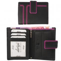 "Color Exclusive" Rindleder Geldbörse mit großem Kleingeldfach, 7 Kartenfächer, Außenriegel 