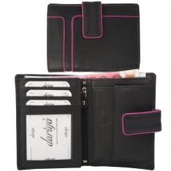 "Color Exclusive" Rindleder Geldbörse mit großem Kleingeldfach, 7 Kartenfächer, Außenriegel 