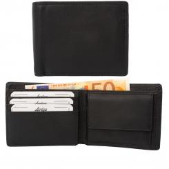 Kleine Rindleder Doppelnaht Geldbörse mit großem Kleingeldfach, 6 Kartenfächer 