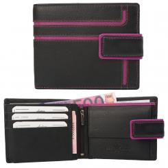 "Color Exclusive" Rindleder Geldbörse mit großem Kleingeldfach, 6 Kartenfächer, Außenriegel 
