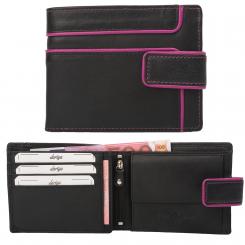 "Color Exclusive" Rindleder Geldbörse mit großem Kleingeldfach, 6 Kartenfächer, Außenriegel 