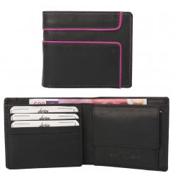 "Color Exclusive" Kleine Rindleder Geldbörse mit großem Kleingeldfach, 8 Kartenfächer 