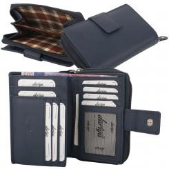 RFID Protection Damenbörse mit RV Münzfach, 13 Kartenfächer - Rind Nappa Leder - dunkelblau 