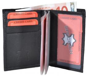 Kreditkarten Börse Hochformat - 12 Hüllen, Hartgeldfach, Scheinfach - Nappa Leder 