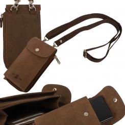 Smartphone Umhängetasche mit extra Geld-/Dokumentenfach Hunter Leder 