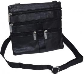 Schultertasche (Neck-Wallet) Lamm Nappa Leder - schwarz 