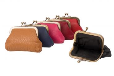 Bügelbörse / Knipsbörse klein - farblich sortiert Rind Leder 