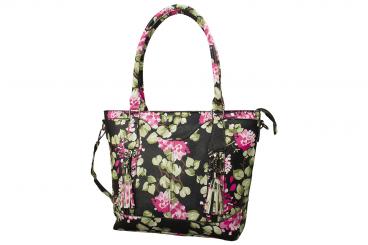 dariya® Freizeit Shopper/Tragetasche - mit Blumen - PU 