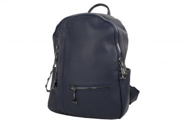 Edler Unisex Freizeit Rucksack mit Metall Reißverschlüssen dunkelblau 