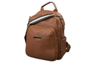 Edler Unisex Freizeit Rucksack mit Metall Reißverschlüssen - braun 