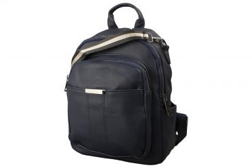 Edler Unisex Freizeit Rucksack mit Metall Reißverschlüssen dunkelblau 