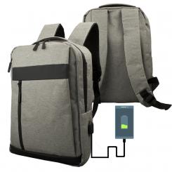Sportlicher Rucksack mit Laptopfach und Powerbank Anschlussöffnung - grau / 300D Oxford fabric 