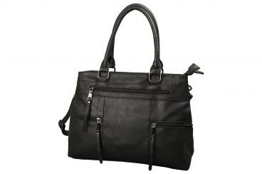 dariya® Handtasche mit 2 Hauptfächern - schwarz - PU 