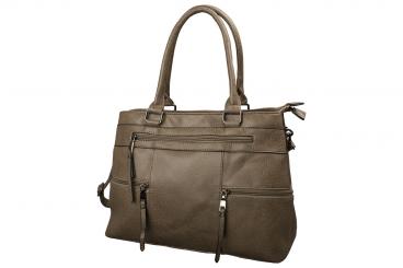 dariya® Handtasche mit 2 Hauptfächern - graubraun - PU 