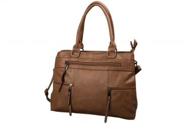 dariya® Handtasche mit 2 Hauptfächern - braun - PU 