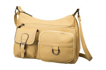 dariya® Umhängetasche mit zwei aufgesetzten Taschen - gelb - PU 